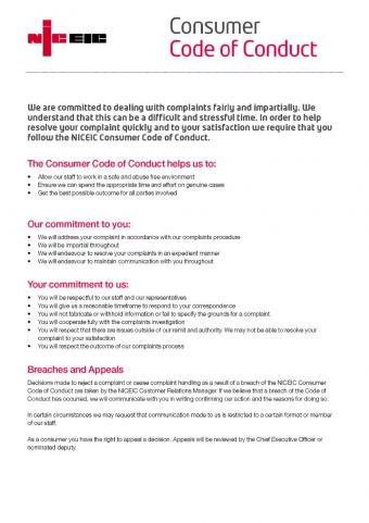 NICEIC Code of Conduct